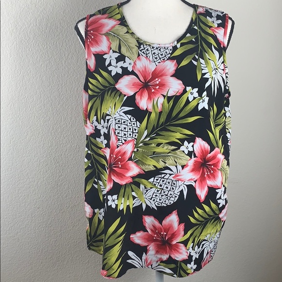 Maggie Sweet Tops - Maggie Sweet bright tropical print sleeveless top